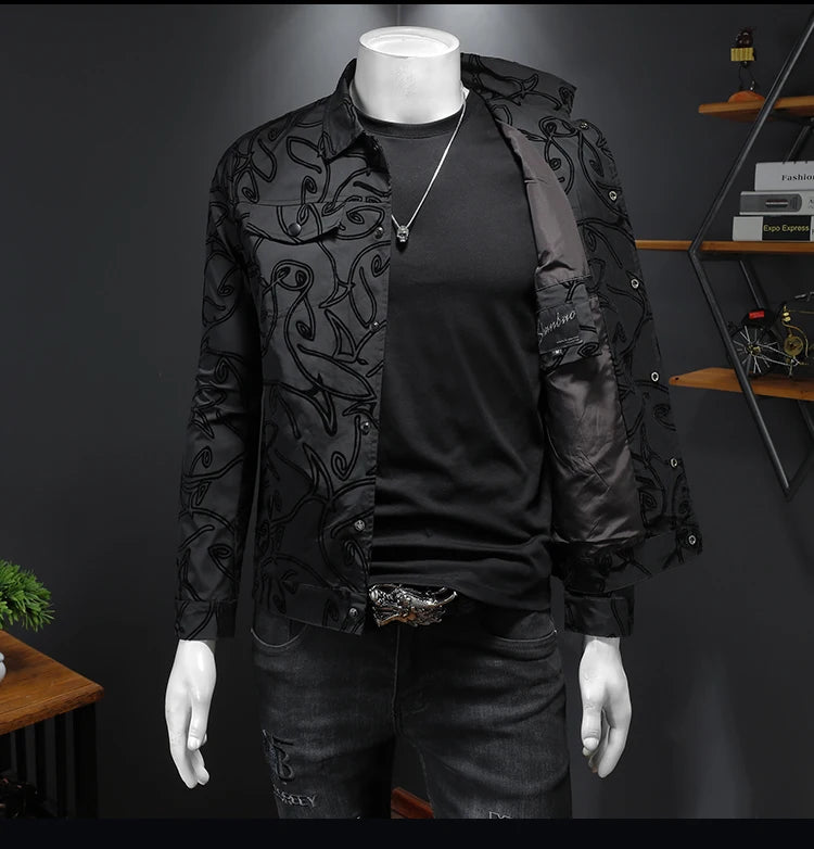 Luxury Bomber Jacket Autumn Business Casual Slim Jacket Lapel Coat 2026
