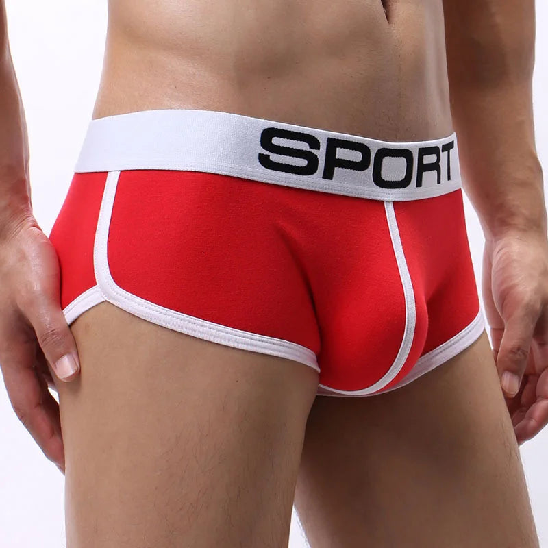 Men's Cotton Fitness Sports Boxer Shorts with U Bulge Pouch