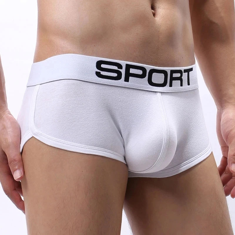 Men's Cotton Fitness Sports Boxer Shorts with U Bulge Pouch