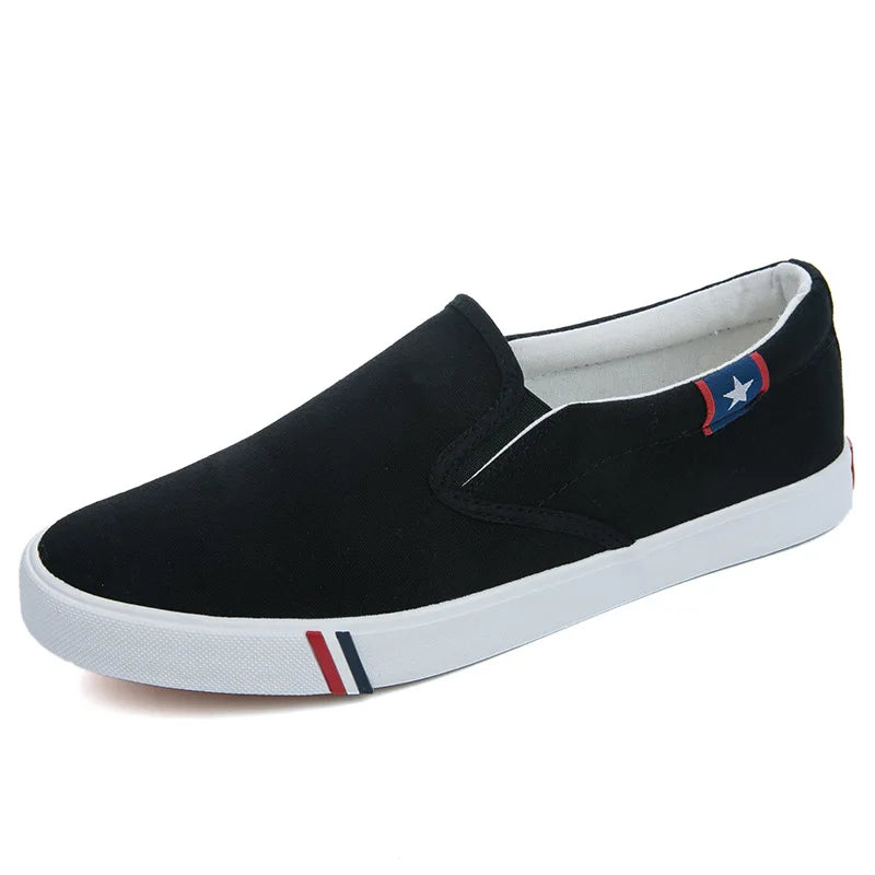 Black Canvas Slip-On Casual Shoes for Men