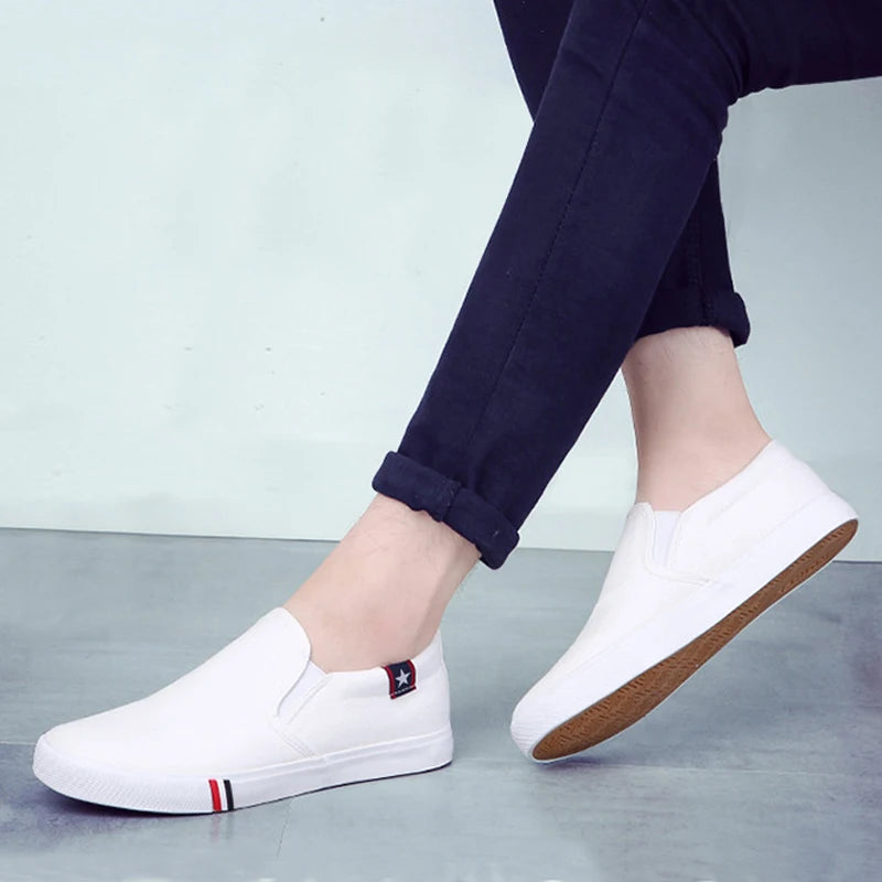 Black Canvas Slip-On Casual Shoes for Men