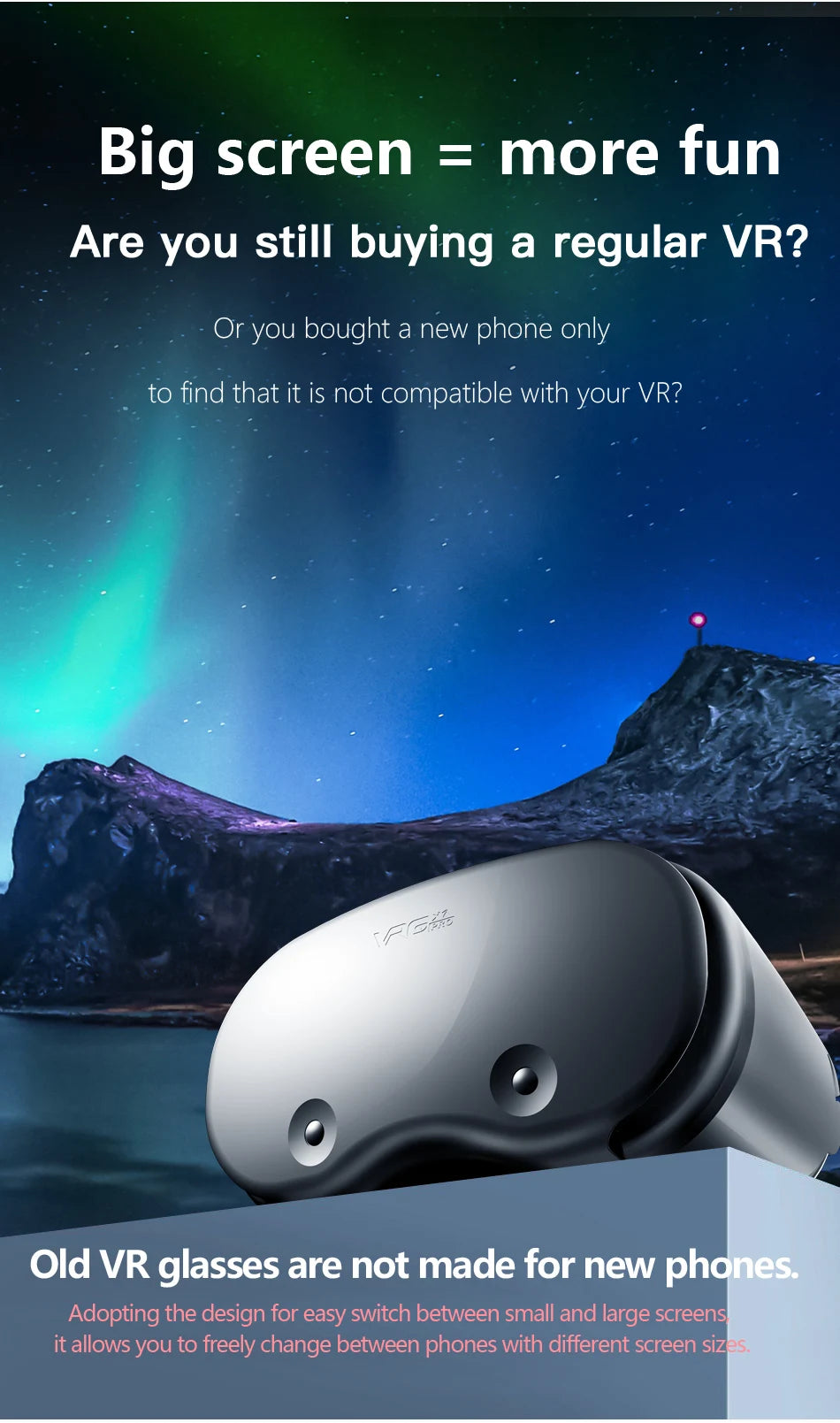 AyeBeau VR Glasses For iPhone Android Smartphone Cell Mobile Phone Helmet Headset