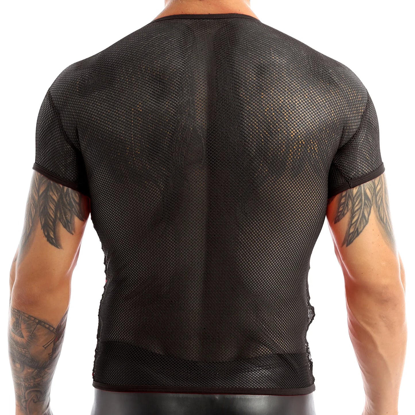 Sexy Mens T-Shirts See Through Mesh Short Sleeves Fishnet Tank Vest Shirt Male Clothes Fashion Party Undershirt Dance Clubwear