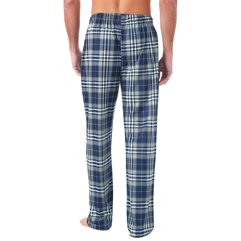 Men's Home Pants Cotton Flannel Autumn Winter Warm Sleep Bottoms Male Plus Size Plaid Print Sleepwear Pajama Pants For Men