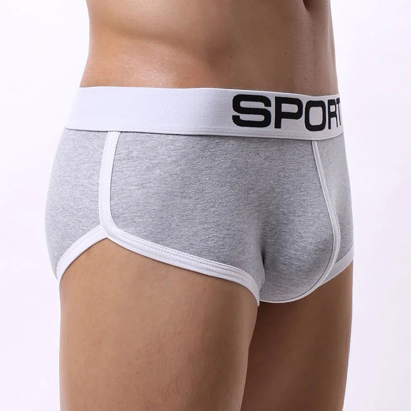 Men's Cotton Fitness Sports Boxer Shorts with U Bulge Pouch