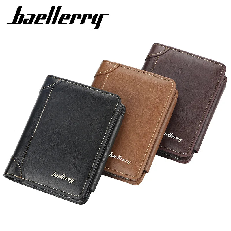 New PU Leather Men Wallets High Quality Zipper Vintage Coin Holder Men