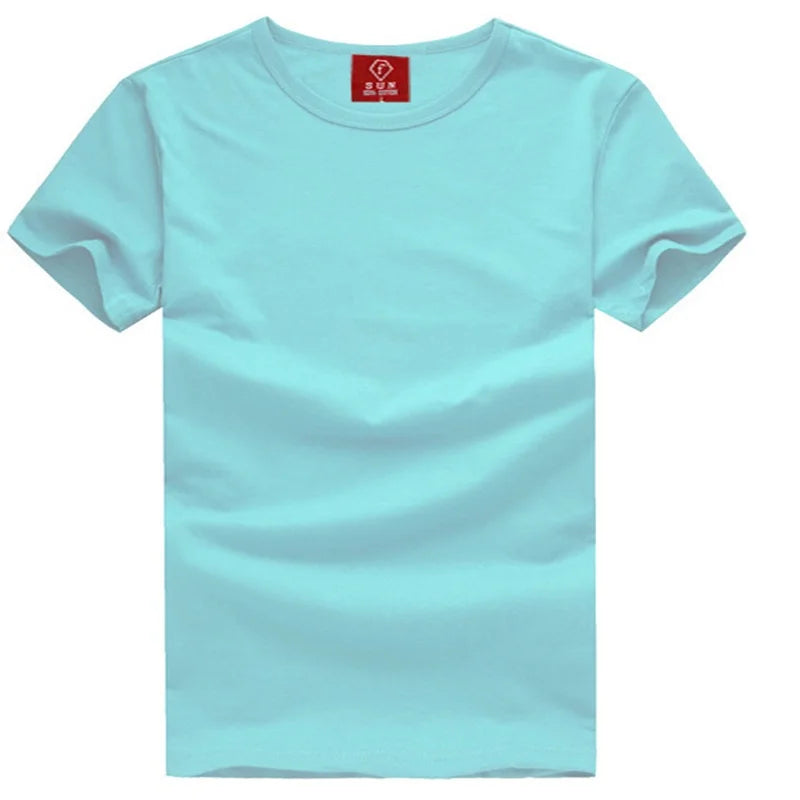 Mens Cotton Summer t shirt Short sleeve Tees O-neck T-Shirts Solid Men tshirt Tops clothing