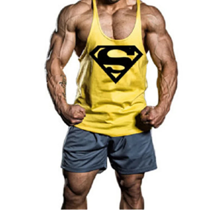High Quality Mens Fitness Gym Tank Tops Mans Muscle Sleeveless Printed Shirt Clothing Vest Fashion Workout Sports Casual Clothes