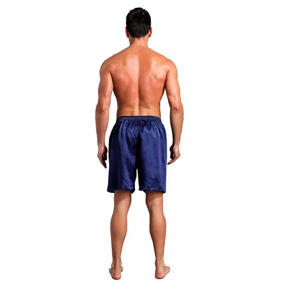 Men's Summer Short Underwear Loose Satin Silk Pyjama Sleep Bottoms Soft Boxer Pajama Nightwear Comfortable Underpants