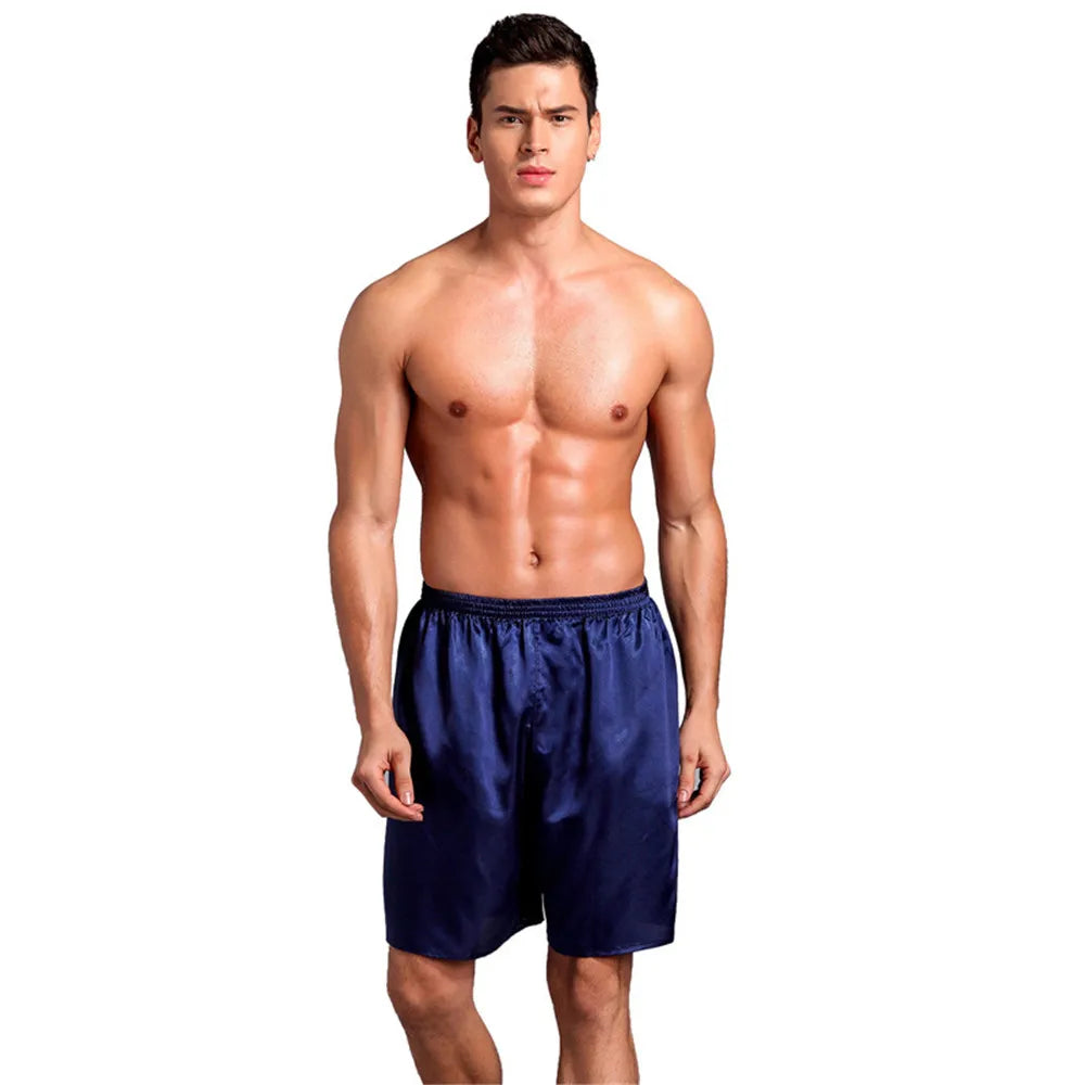 Men's Summer Short Underwear Loose Satin Silk Pyjama Sleep Bottoms Soft Boxer Pajama Nightwear Comfortable Underpants