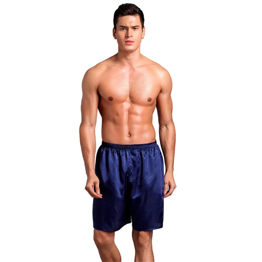 Men's Summer Short Underwear Loose Satin Silk Pyjama Sleep Bottoms Soft Boxer Pajama Nightwear Comfortable Underpants