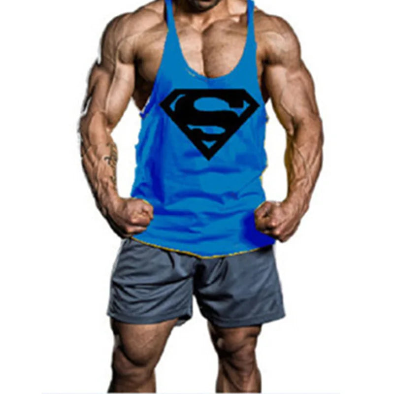 High Quality Mens Fitness Gym Tank Tops Mans Muscle Sleeveless Printed Shirt Clothing Vest Fashion Workout Sports Casual Clothes