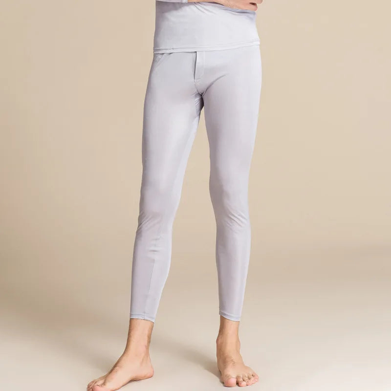 SUYADREAM Brand Men Long Johns Natural Silk Round neck Thermal Underwear