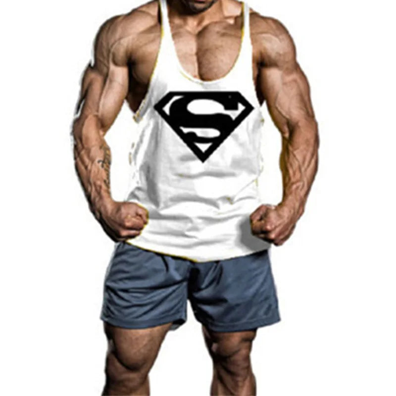 High Quality Mens Fitness Gym Tank Tops Mans Muscle Sleeveless Printed Shirt Clothing Vest Fashion Workout Sports Casual Clothes