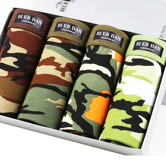 4pcs Brand Men Underwear Camouflage Boxers