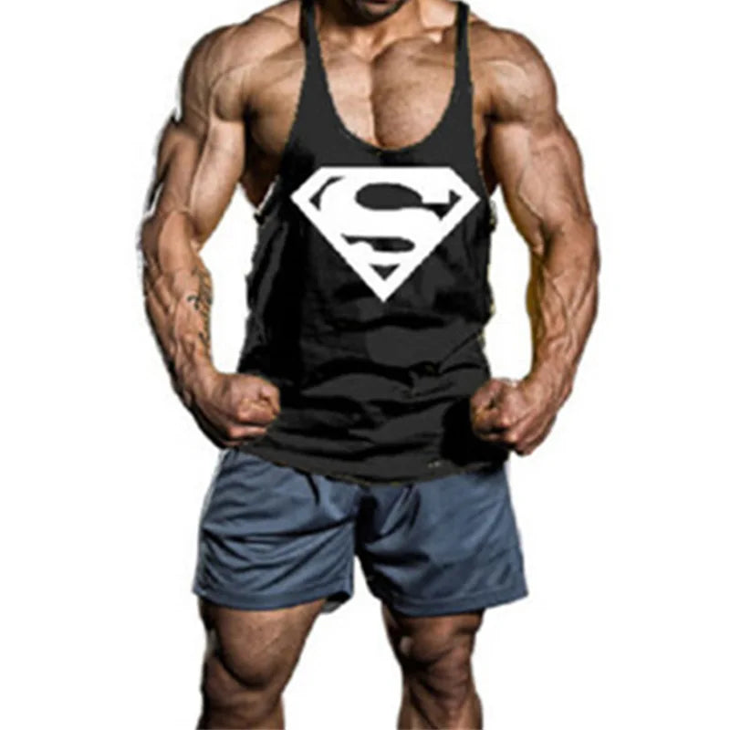 High Quality Mens Fitness Gym Tank Tops Mans Muscle Sleeveless Printed Shirt Clothing Vest Fashion Workout Sports Casual Clothes