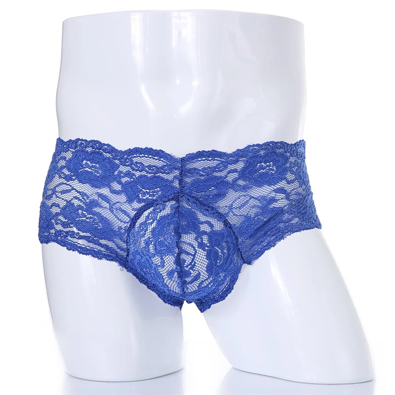 Hot Sale Male Underwear Boxers Lace Sexy Mens Lingerie Boxer Comfortable Solid Underpants  Ropa Interior Hombre Multi Colors