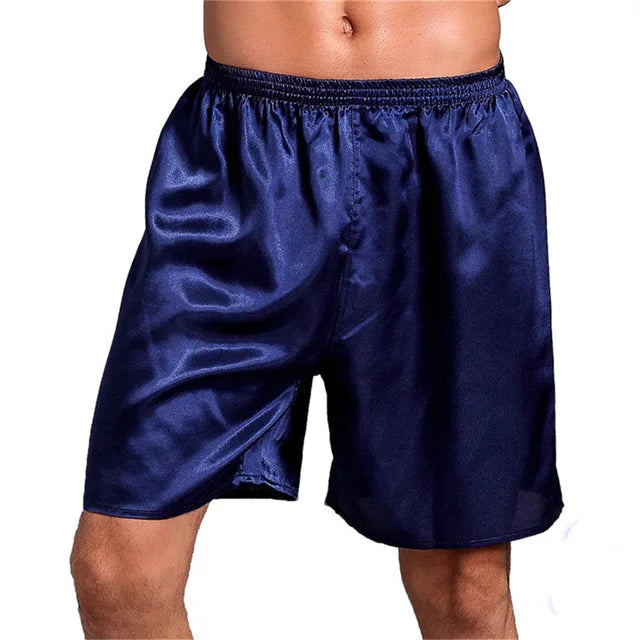 Men's Summer Short Underwear Loose Satin Silk Pyjama Sleep Bottoms Soft Boxer Pajama Nightwear Comfortable Underpants