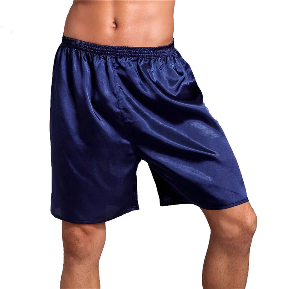 Men's Summer Short Underwear Loose Satin Silk Pyjama Sleep Bottoms Soft Boxer Pajama Nightwear Comfortable Underpants
