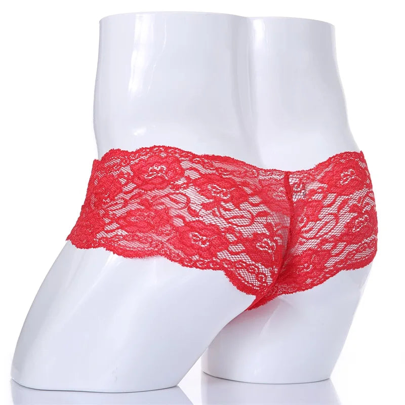 Hot Sale Male Underwear Boxers Lace Sexy Mens Lingerie Boxer Comfortable Solid Underpants  Ropa Interior Hombre Multi Colors