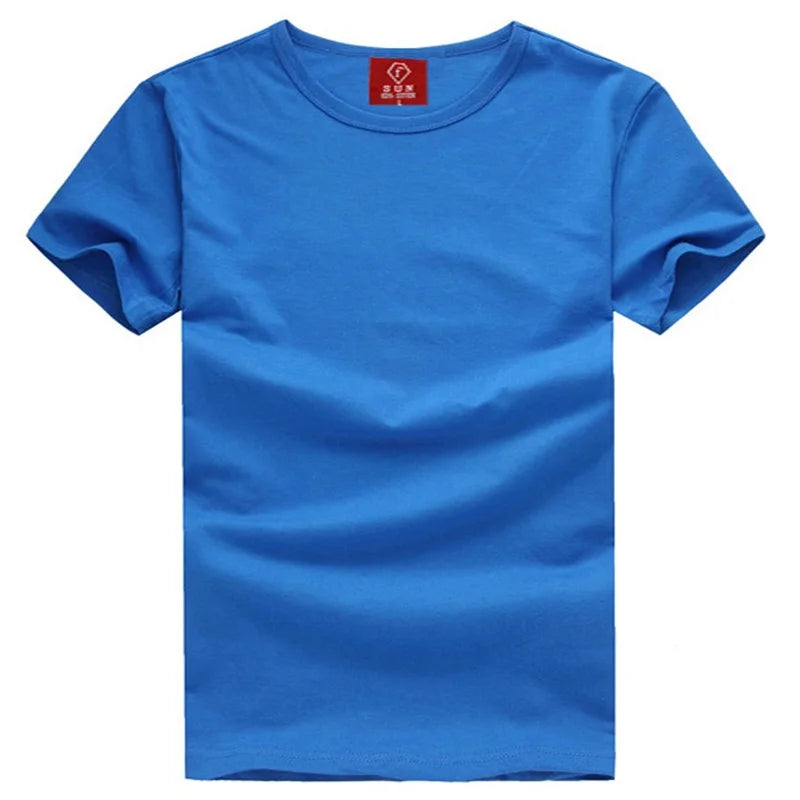 Mens Cotton Summer t shirt Short sleeve Tees O-neck T-Shirts Solid Men tshirt Tops clothing