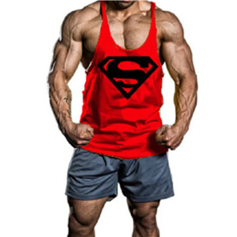 High Quality Mens Fitness Gym Tank Tops Mans Muscle Sleeveless Printed Shirt Clothing Vest Fashion Workout Sports Casual Clothes