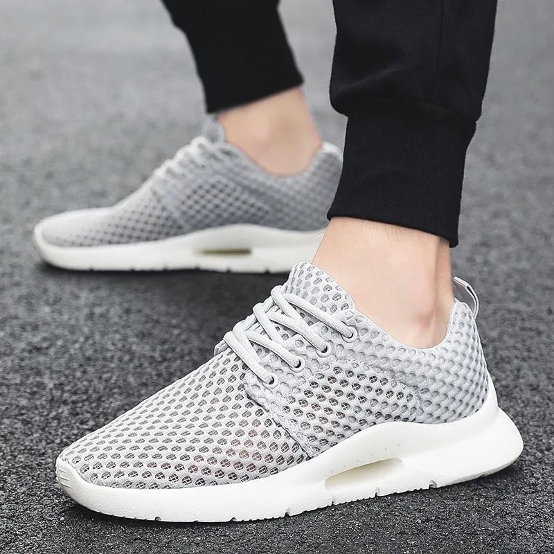 Breathable Mesh Casual Sneakers for Men in Black and White