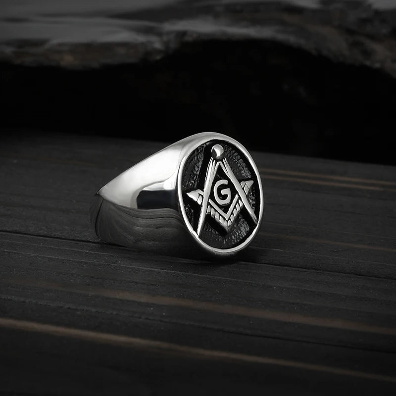 Masonic Gemeidax Vintage Rings For Men Punk Fashion Jewelry Retro Golden