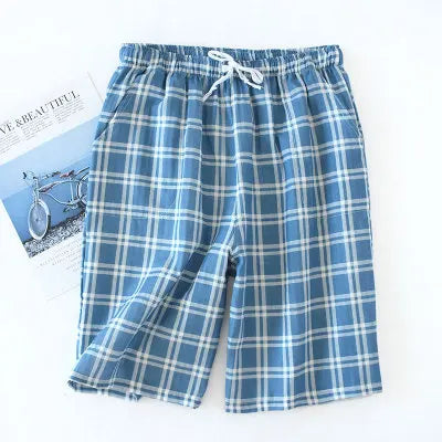 Men's Cotton Plaid Sleep Bottoms with Elastic Band