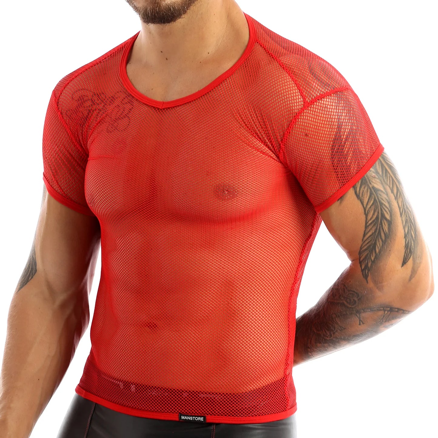 Sexy Mens T-Shirts See Through Mesh Short Sleeves Fishnet Tank Vest Shirt Male Clothes Fashion Party Undershirt Dance Clubwear