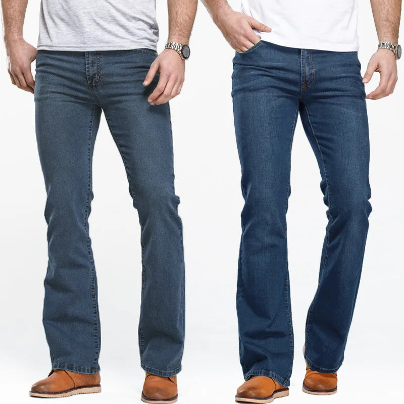 LGRG Men's Slim Fit Bootcut Jeans in Blue Black
