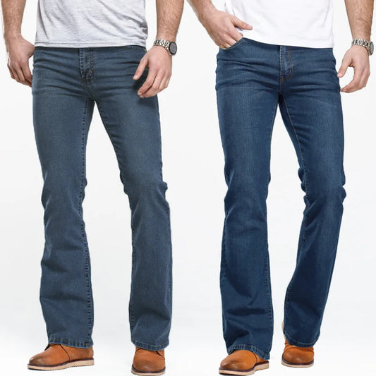 LGRG Men's Slim Fit Bootcut Jeans in Blue Black
