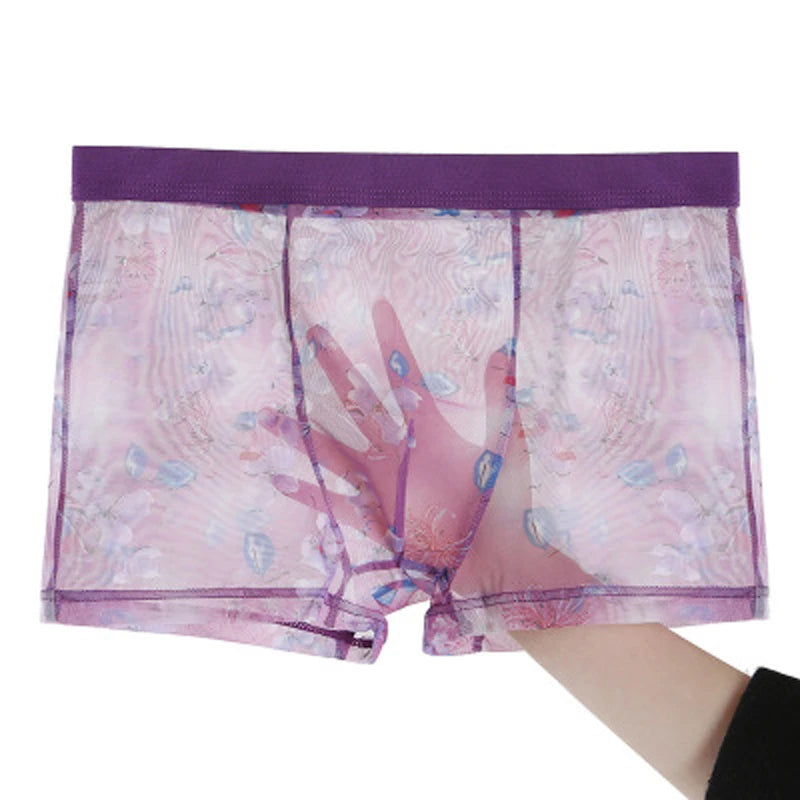 Mens Underwear Mens Ultra-thin Transparent Boxershorts Male Mesh Slips Homme Panties Boxer Shorts Comfortable Men's Underpants