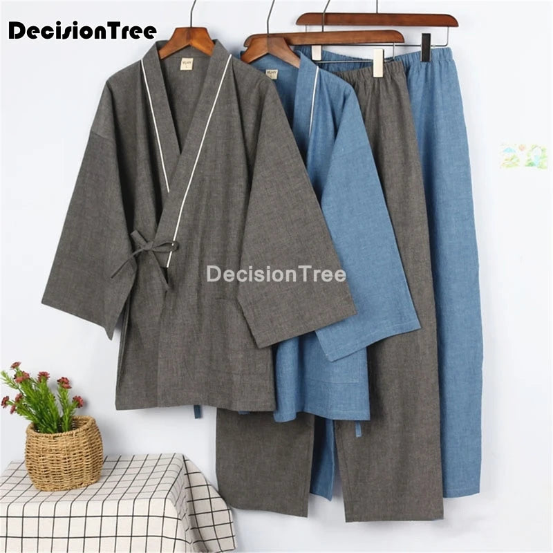 DecisionTree Japanese Style Cotton Linen Men Pajamas