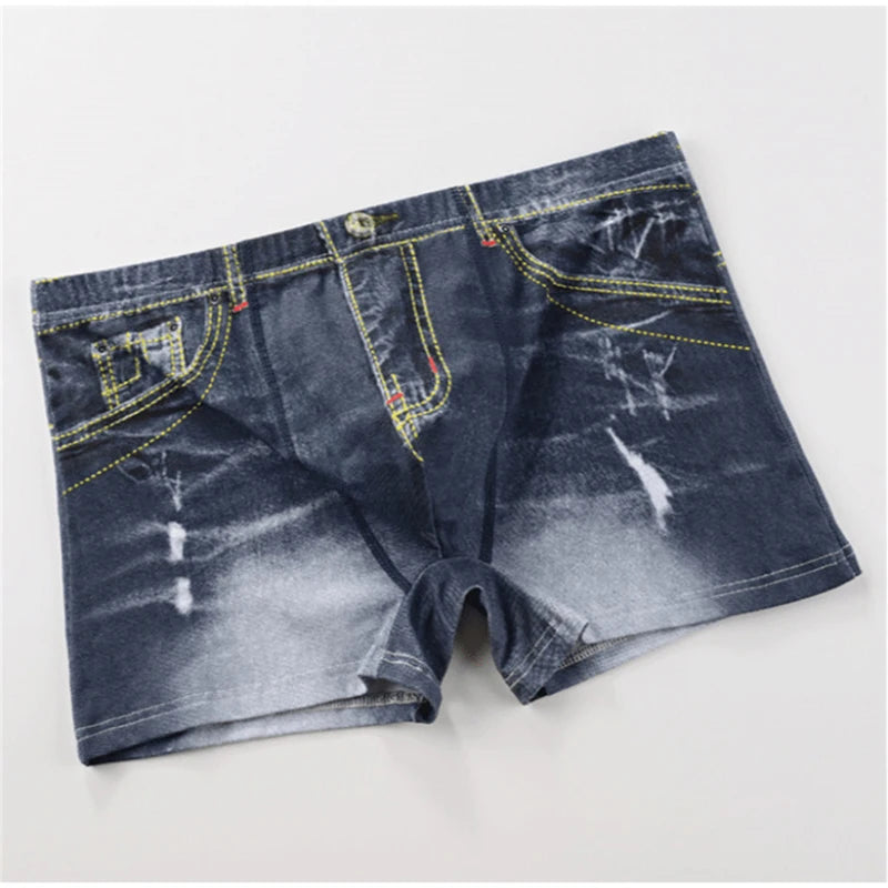 Men's 3D Print Denim Boxer Shorts