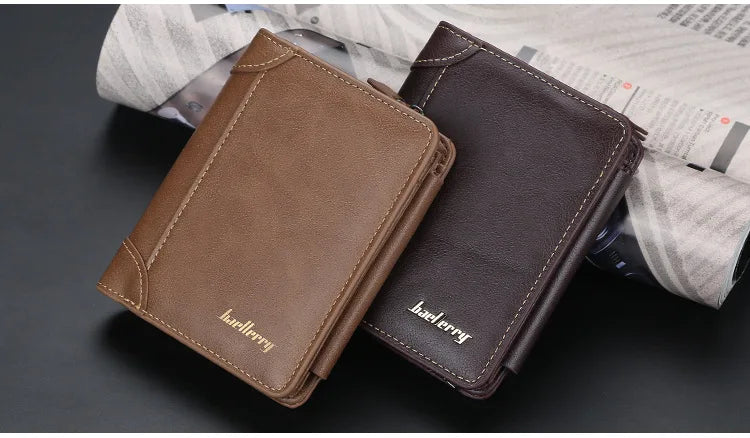 New PU Leather Men Wallets High Quality Zipper Vintage Coin Holder Men