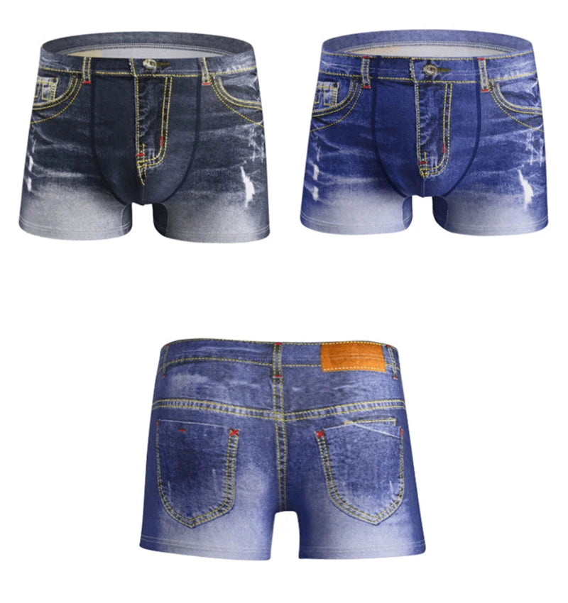 Men's 3D Print Denim Boxer Shorts