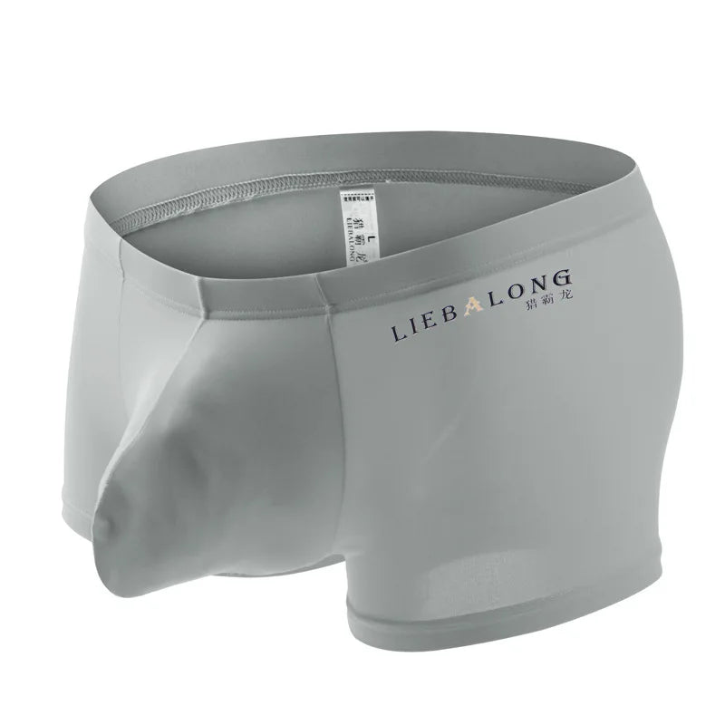 Ice Silk Boxer Underpants for Men with U Convex Pouch