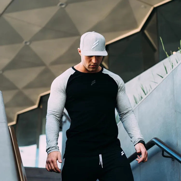 Mens Long Sleeve T Shirts Spring Summer Slim Shirts Male Tops Leisure Bodybuilding Long Sleeve Personality Tees