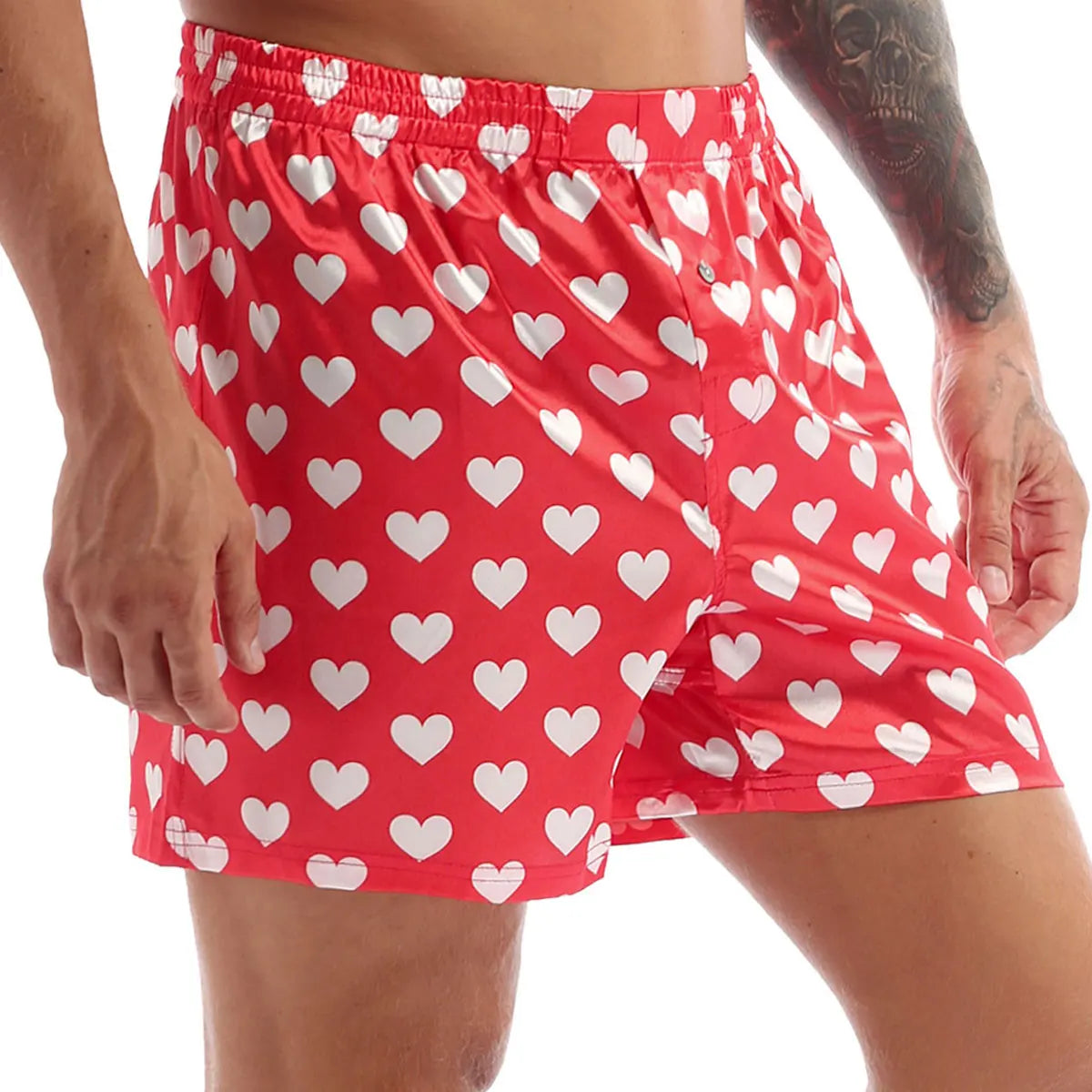 Men's Loose Heart Print Boxer Shorts