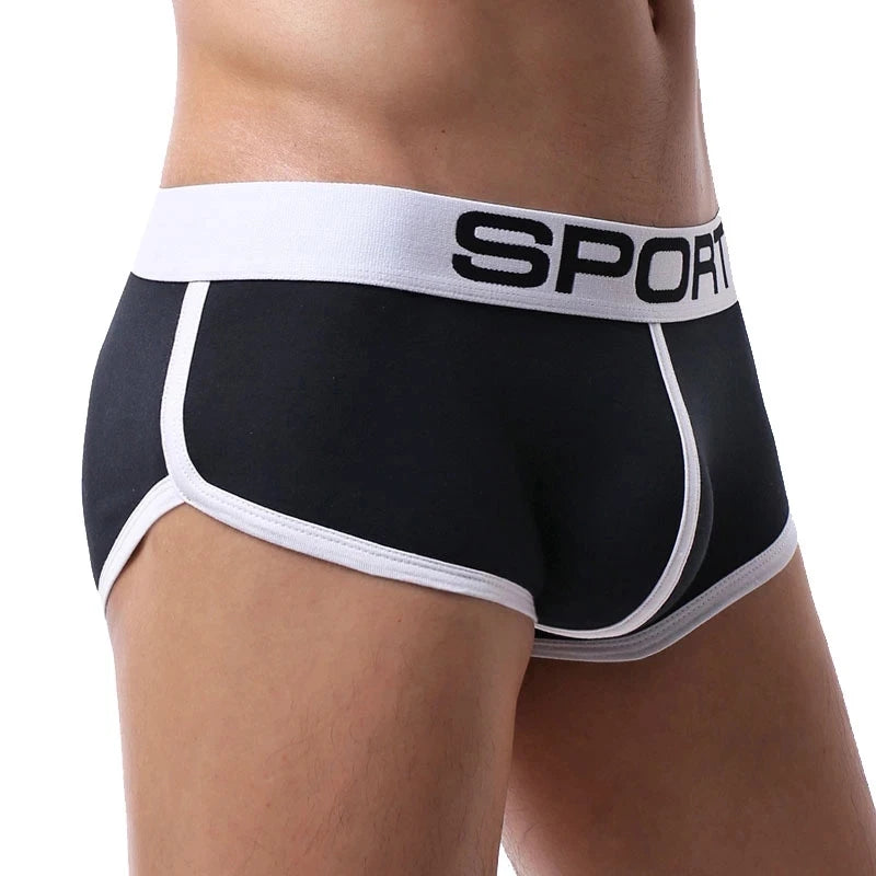 Men's Cotton Fitness Sports Boxer Shorts with U Bulge Pouch