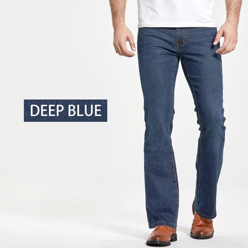 LGRG Men's Slim Fit Bootcut Jeans in Blue Black