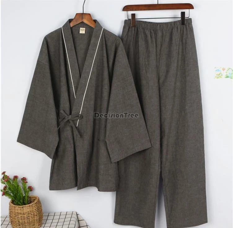 DecisionTree Japanese Style Cotton Linen Men Pajamas