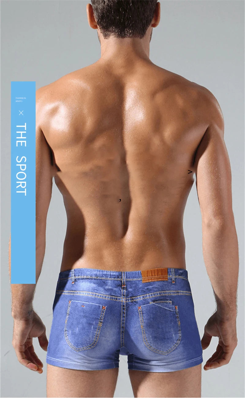 Men's 3D Print Denim Boxer Shorts