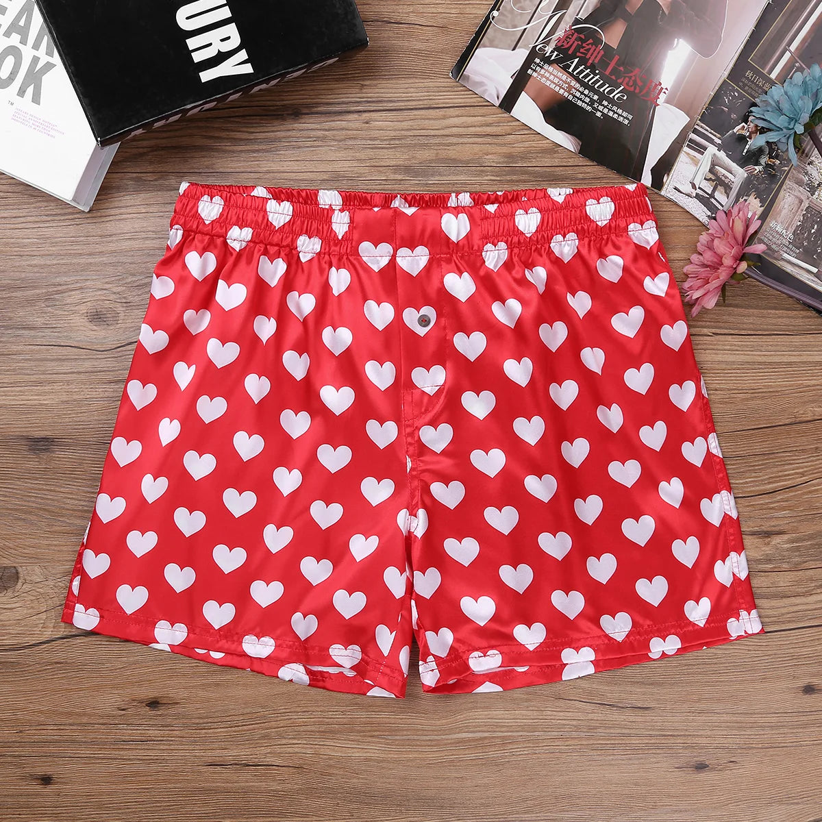 Men's Loose Heart Print Boxer Shorts