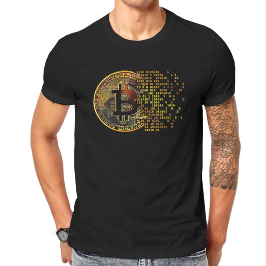 Bitcoin Art Cotton Crewneck T-Shirt for Men