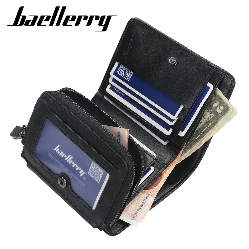 New PU Leather Men Wallets High Quality Zipper Vintage Coin Holder Men