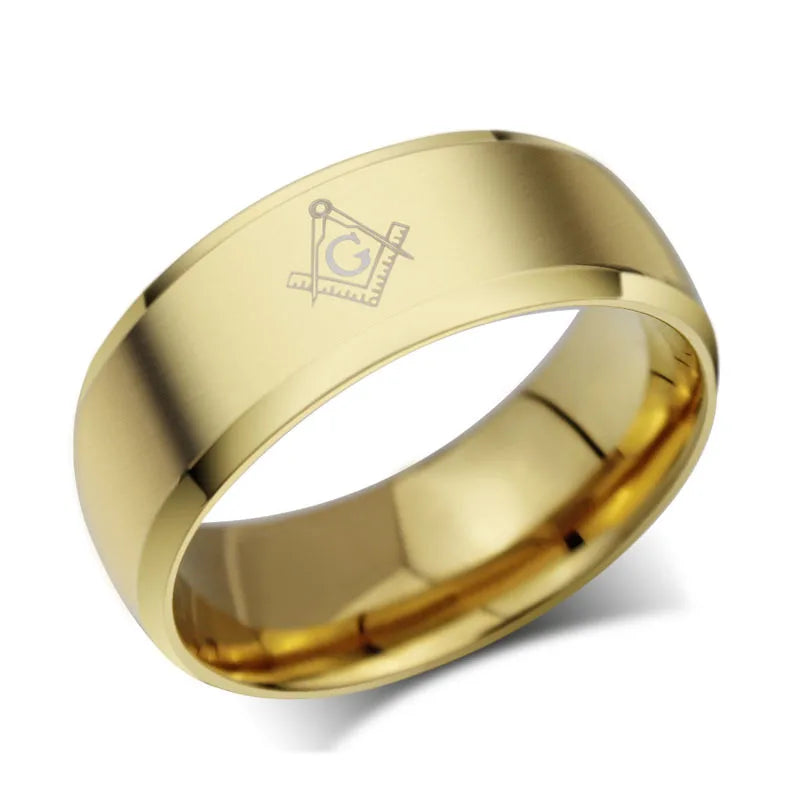 MSCHENGDORIS Masonic Rings Titanium Ring Men Stainless Steel Jewelry For Women Men