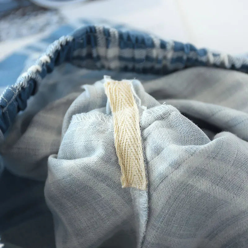 Men's Cotton Plaid Sleep Bottoms with Elastic Band