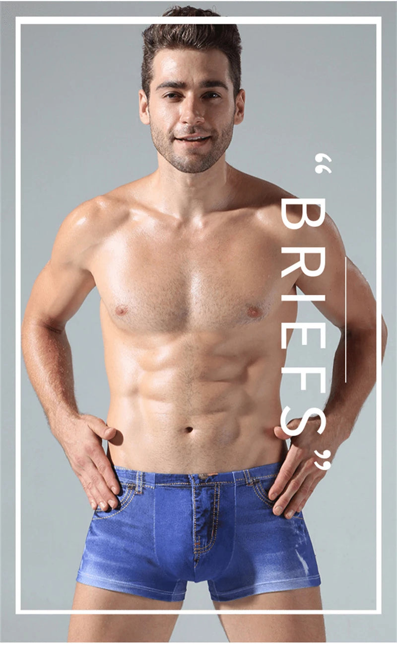 Men's 3D Print Denim Boxer Shorts